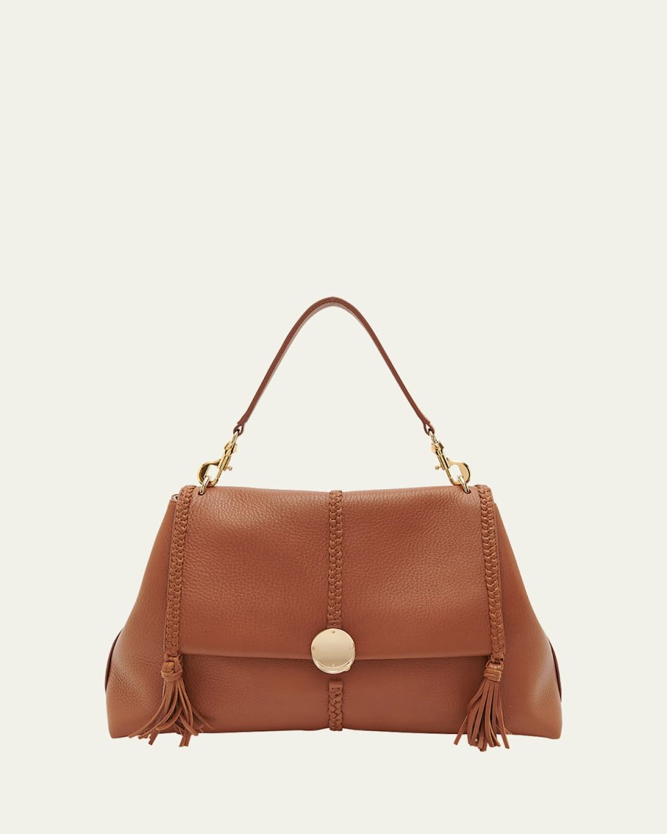 Penelope Large Top-Handle Bag in Smooth Grained Leather